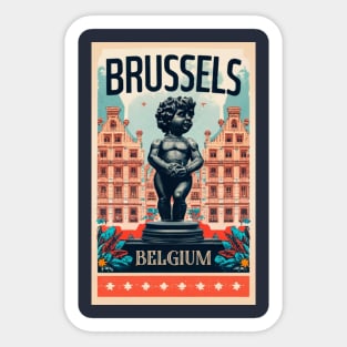 A Vintage Travel Art of Brussels - Belgium Sticker